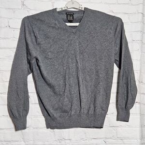 Jos A Bank Signature Collection Men’s L Pima Cotton Gray V-Neck Sweater Pullover